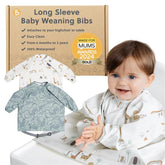 Bibado coverall weaning bib on a highchair tray for mess-free meals.