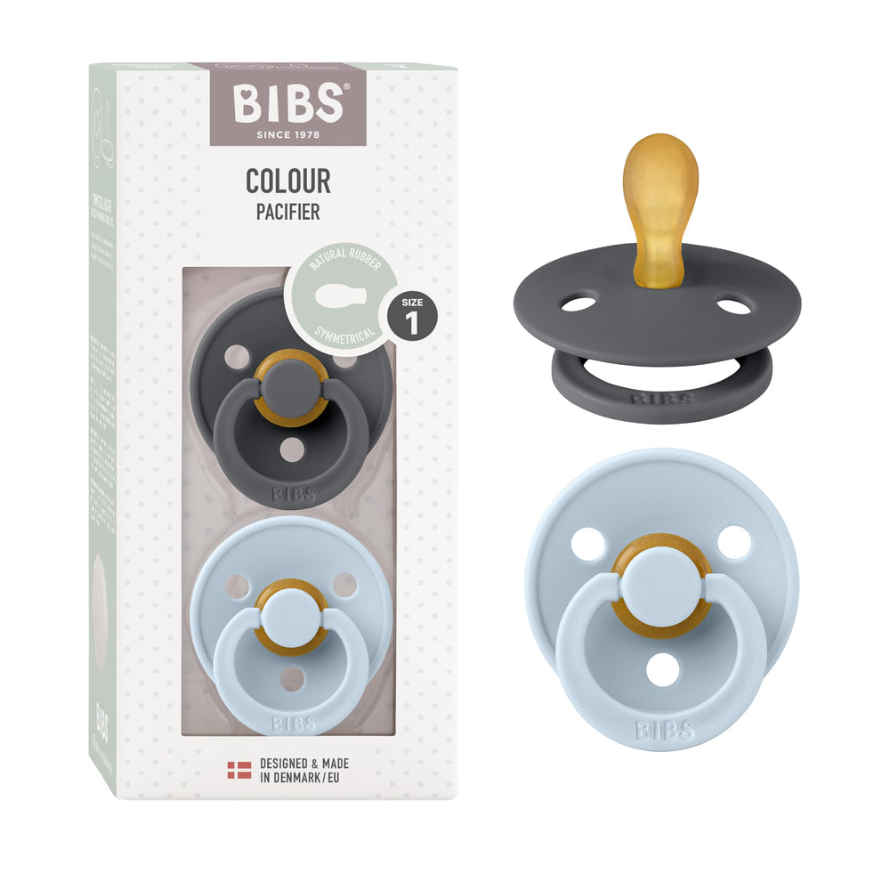 BIBS pacifiers 0-6 months two-pack for soothing newborns.