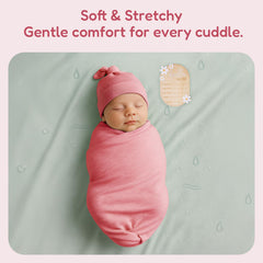 Bibibblissbaby knotted hat paired with swaddle for cozy newborn look