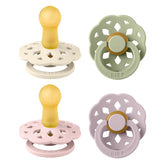BIBS Boheme Soother 4-Pack close-up nipple showing natural latex texture.