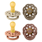 BIBS Boheme 4-pack peach mix pacifiers, front view for versatile soothing.
