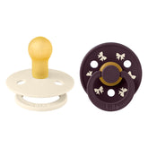 BIBS Colour Holiday pacifier Ivory-Plum pack for newborn soothing.