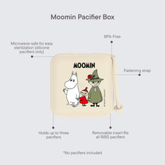 BIBS Moomins pacifier box insert holds one pacifier neatly.
