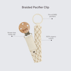 Close-up of durable stitching on the BIBS Paci Braid chain.