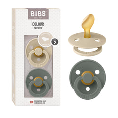 BIBS Vanilla and Pine pacifiers two-pack for natural soothing in babies