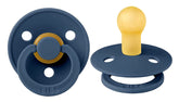 BIBS pacifiers steel blue pack, front view, natural latex design for calming comfort.