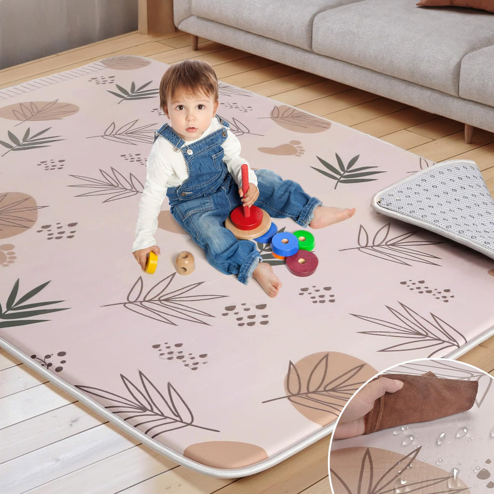 BICESTE 74x50 playpen mat with thick foam cushions offers a soft crawl space for babies