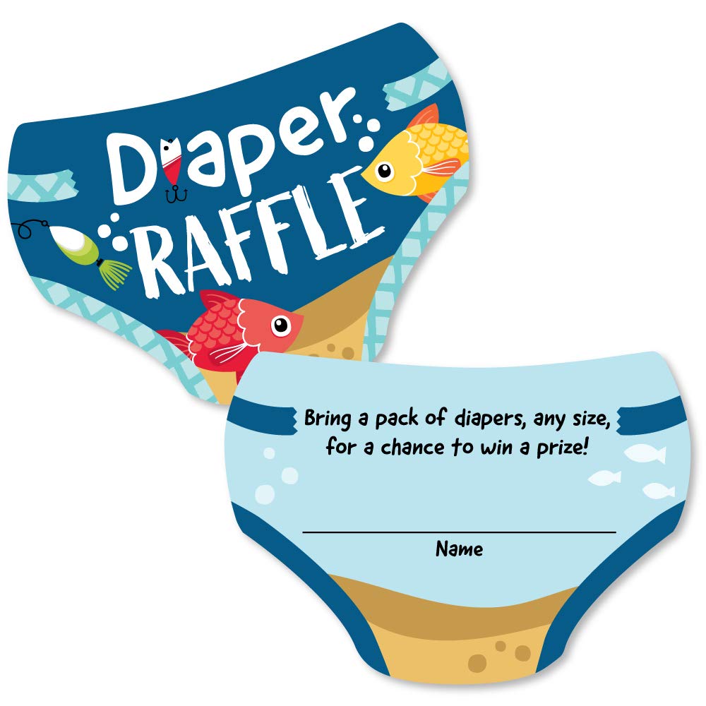 Big Dot of Happiness Let’s Go Fishing diaper raffle insert card for invitations with simple participation.