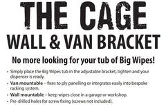 BIG WIPES cage adjustable bracket close-up demonstrates versatile, one-handed dispensing.