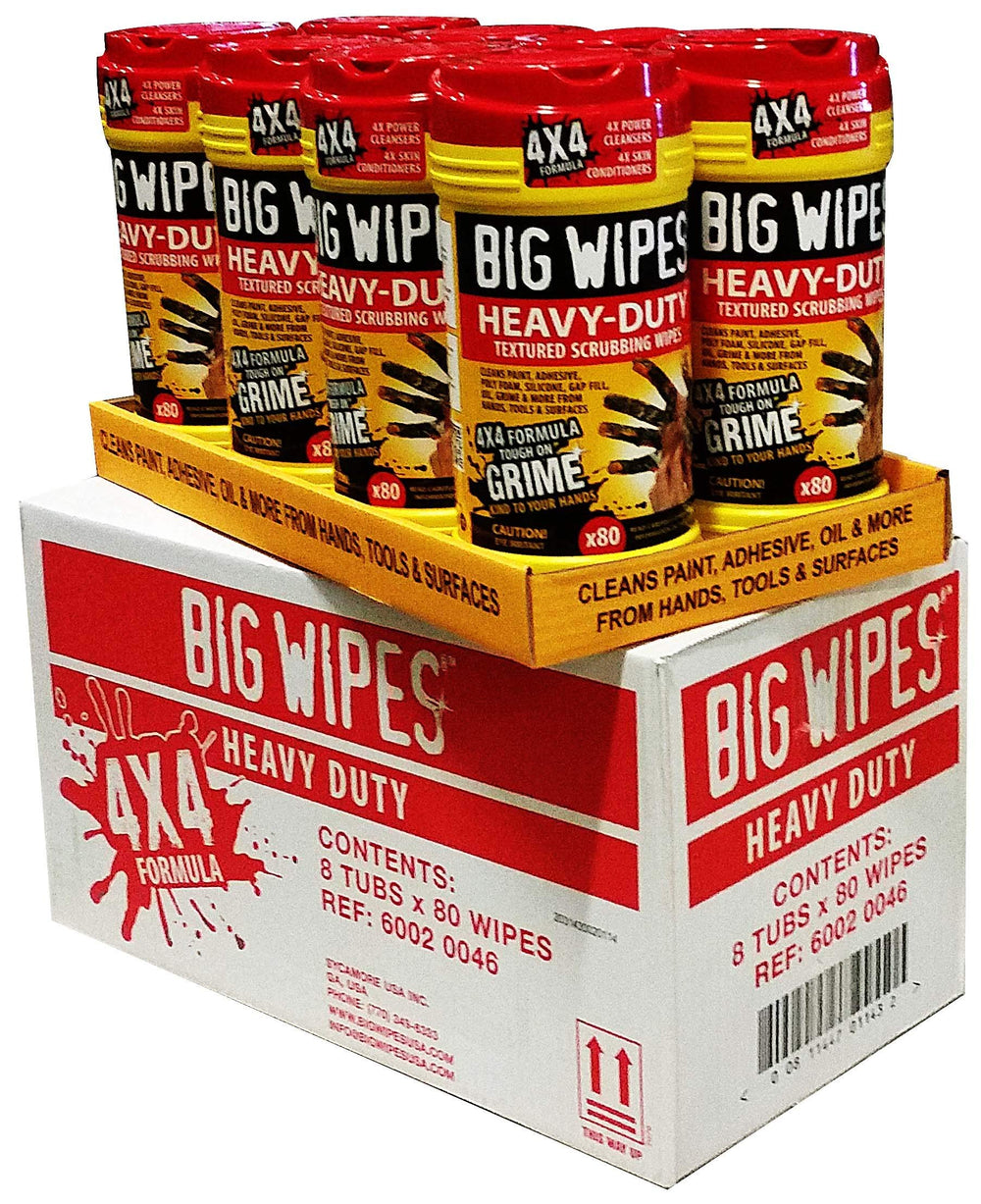 Big Wipes Red Top pack of 8 tubs for heavy-duty workshop cleaning
