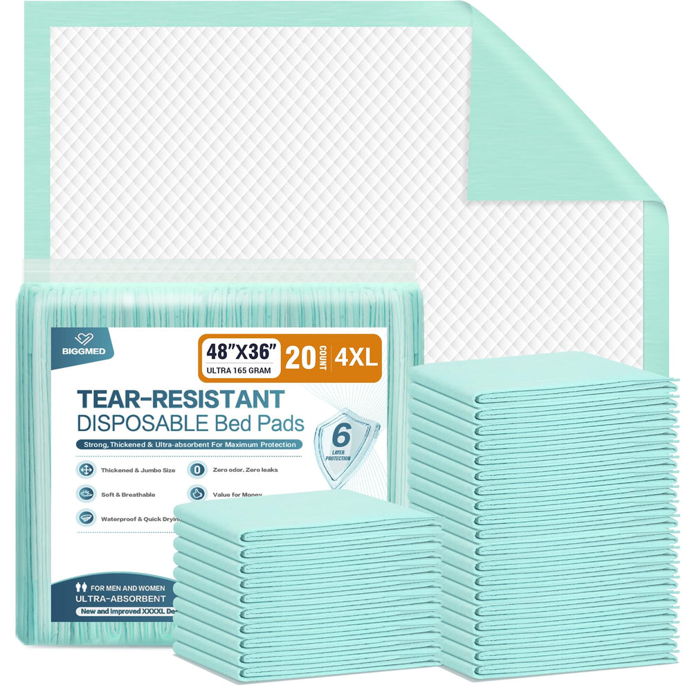 BIGGMED tear-resistant bed pad 48x36 inches protects mattresses from leaks
