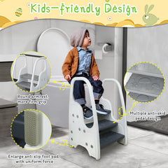 BIGOU toddler step stool with widened pedals ensures stable footing for small feet.