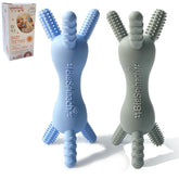 BIGSPINACH 3D baby teether blue with heart texture for soothing gums