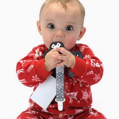BIGSPINACH remote teether joysticks close-up shows textured silicone.