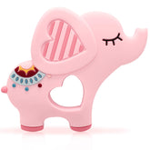 Bigspinach soft pink elephant teether highlights safe silicone for soothing gums