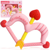 BIGSPINACH heart-shape pink teether, easy grip for tiny hands.