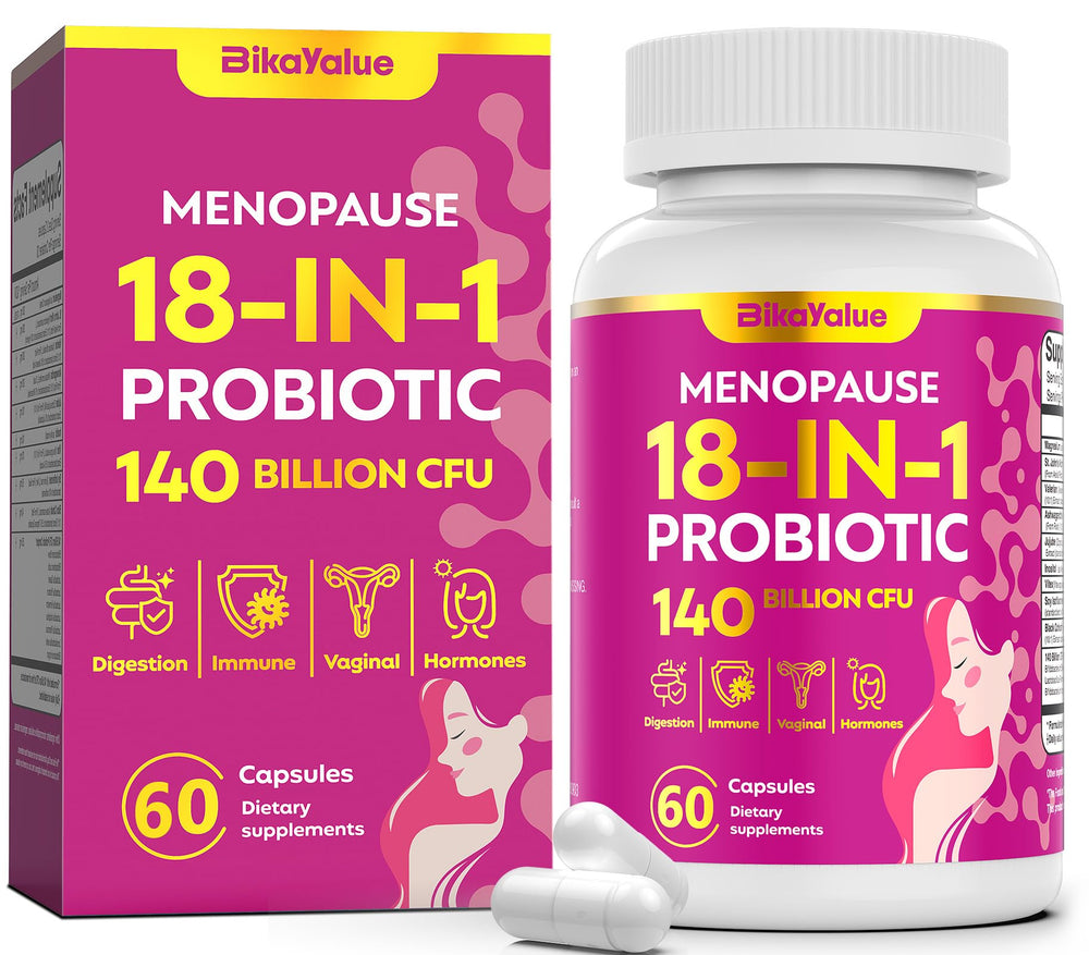 BIKAYALUE menopause bottle front featuring 60 capsules for daily comfort