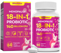 BIKAYALUE menopause bottle front featuring 60 capsules for daily comfort