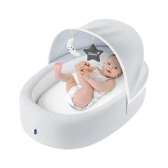 Biliboo premium portable baby lounger with cream cover for cozy newborn support.