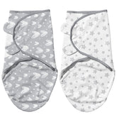 Biloban swaddle for 0-3 months with grey hearts and stars design.