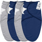 Biloban baby swaddle blanket in grey and navy laid flat for easy swaddling