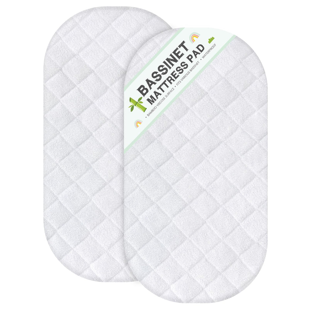 Biloban bassinet mattress pad 15x30 fits standard bassinets with secure elastic edge.
