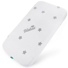 Biloban bassinet mattress pad 18x32 fit provides snug sleep surface.