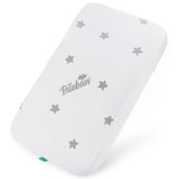 Biloban bassinet mattress pad top view with soft jacquard surface for baby comfort