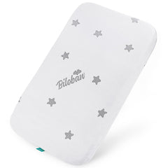 Biloban bassinet mattress pad top view with soft jacquard surface for baby comfort