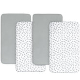 Biloban bassinet sheet gray leaf closeup for soft, breathable comfort.
