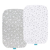Biloban bassinet sheet with grey hearts print for cozy nights
