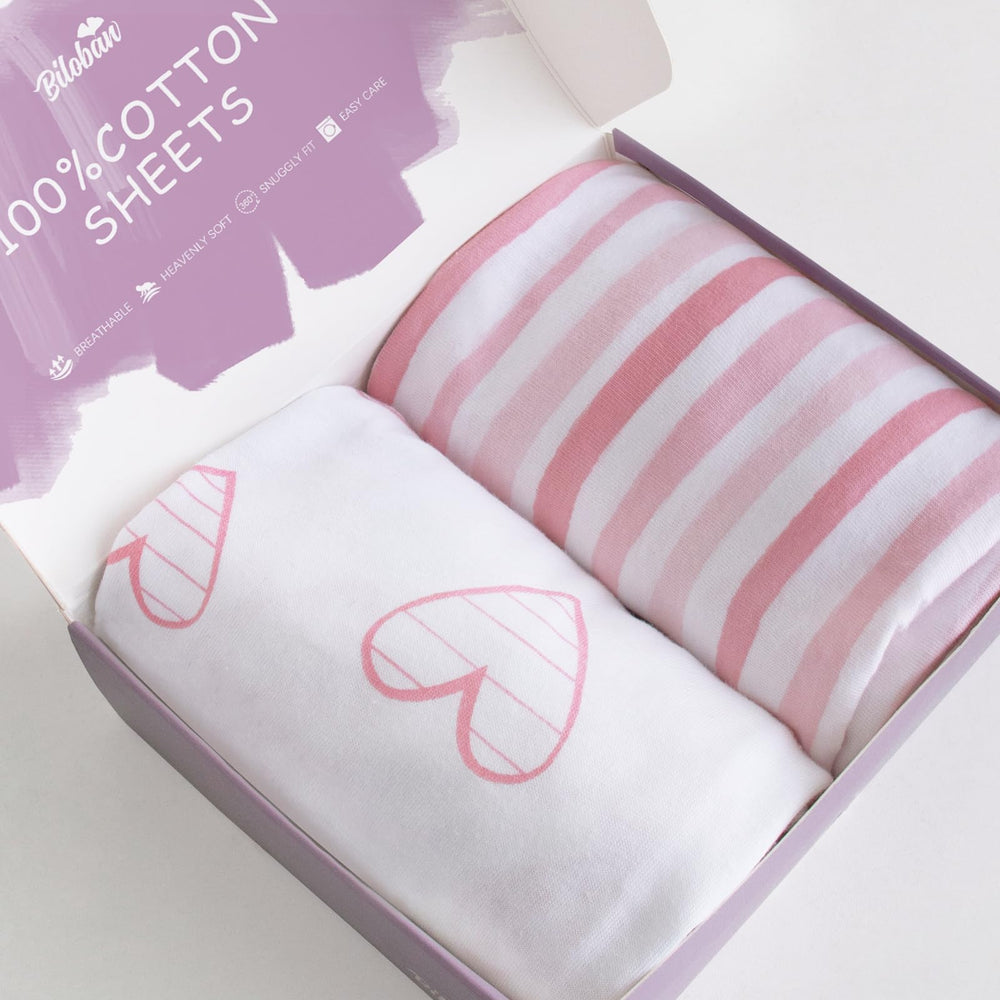 Biloban bassinet sheet in pink print fits 4moms Mamaroo for breathable baby comfort