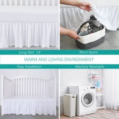 Biloban crib skirt fits standard cribs and toddler beds