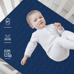Biloban protector sized for standard 52x28 inch crib mattress up to 6 inches thick