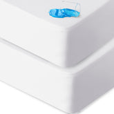 Biloban crib sheets waterproof 2-pack pack shot showing soft jersey finish
