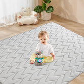 Biloban foam muslin play mat laid out for spacious 71x59 inch play area