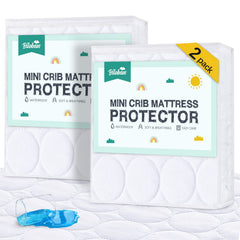 Biloban mini crib mattress protector soft cover offers gentle comfort and mattress protection.