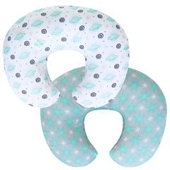 Biloban nursing pillow cover 2-pack fitted on a Boppy pillow for clean feeding sessions