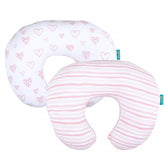 Biloban nursing pillow cover 2-pack on bed, cozy and supportive.