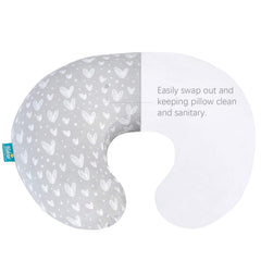 Biloban nursing pillow cover with large zipper offers easy removal and cleaning.