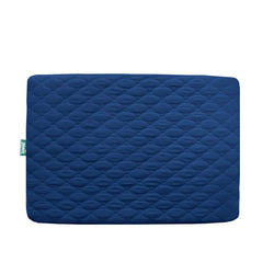 Biloban pack and play mattress protector navy close-up showing soft quilted fabric