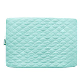 Biloban pack-n-play mattress protector in aqua offers a soft, leak-proof surface.