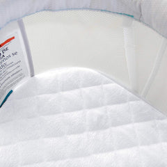 Biloban snug-fit pad cover for 4moms Mamaroo Sleep Bassinet fits snugly.