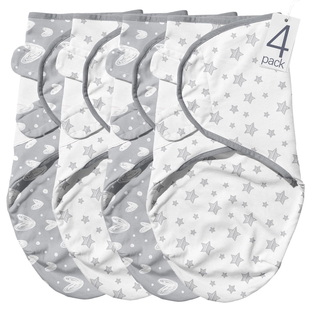 Biloban swaddles 0-3m grey hearts stars pack keeps baby snug and comfortable.