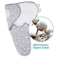 Biloban swaddles with leg-pocket and adjustable tabs for secure fit.