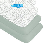 Biloban waterproof green leaf crib sheet protects standard mattresses from spills