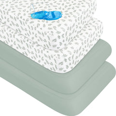 Biloban waterproof green leaf crib sheet protects standard mattresses from spills