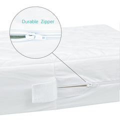 Biloban zippered mini crib protector side view highlighting waterproof sides