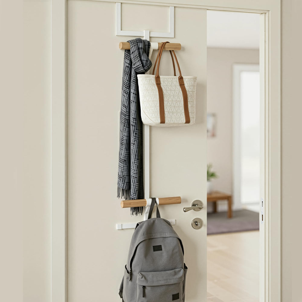 Bimiti over-door hanger installation demonstrates quick, damage-free setup.