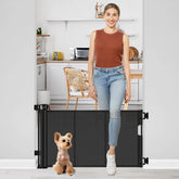 Bingguz Short Dog Gate extended to fit doorways with adjustable width